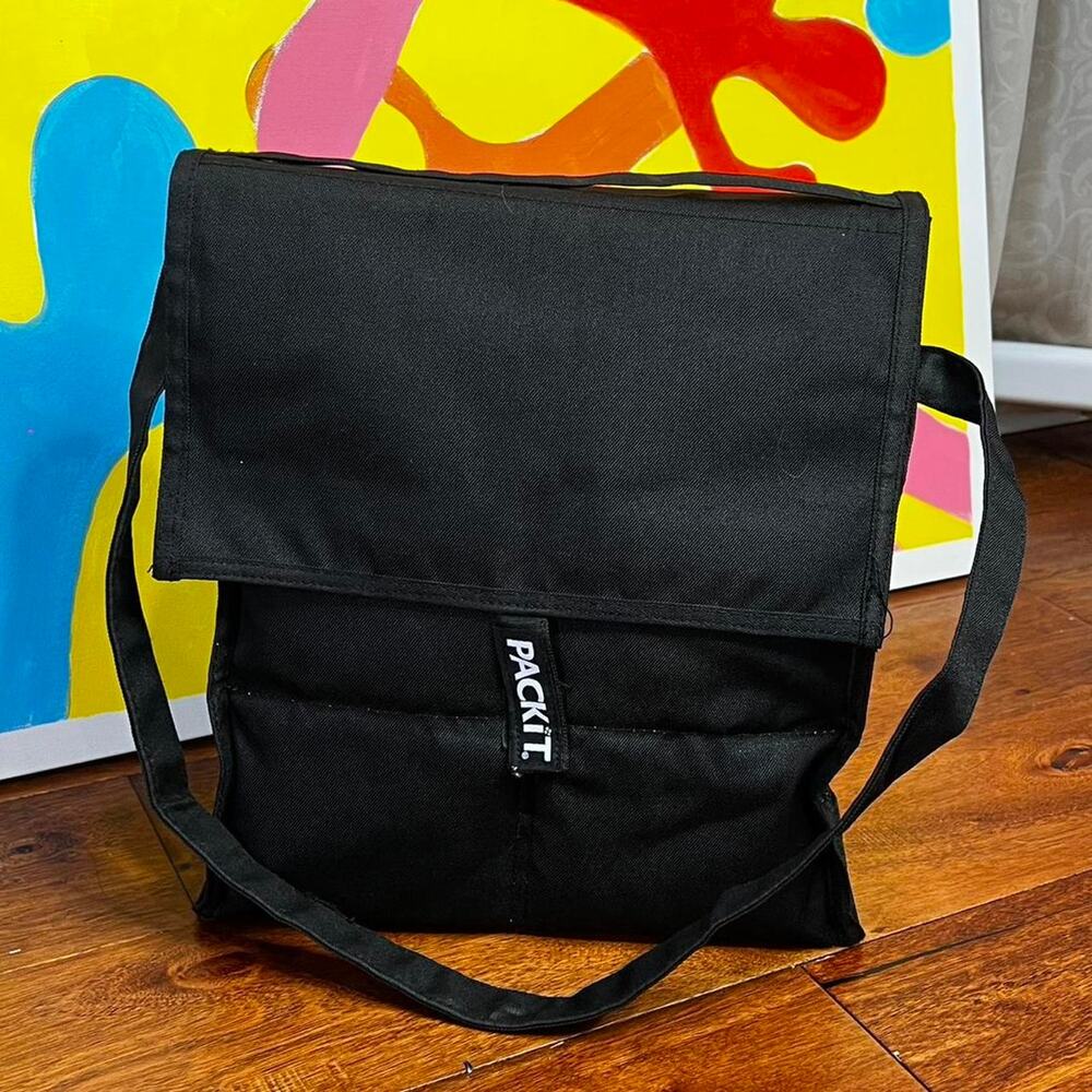 Black insulated freezer bag with